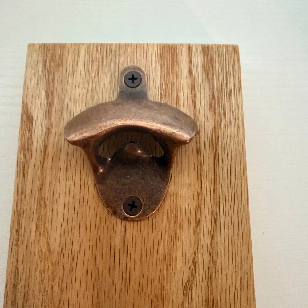 Longhorn Bull Bottle Opener Wall Mount Rustic Wood Beer Cap Catcher‎ Man Cave